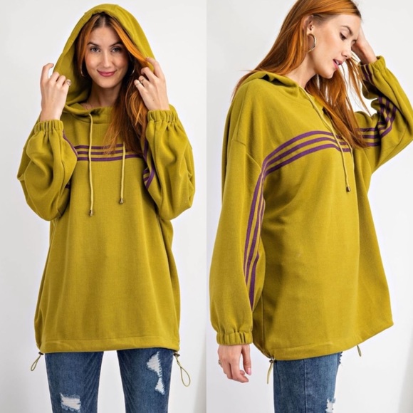 easel Tops Easel Lianna Long Sleeve Brushed Knit Oversized Hoodie